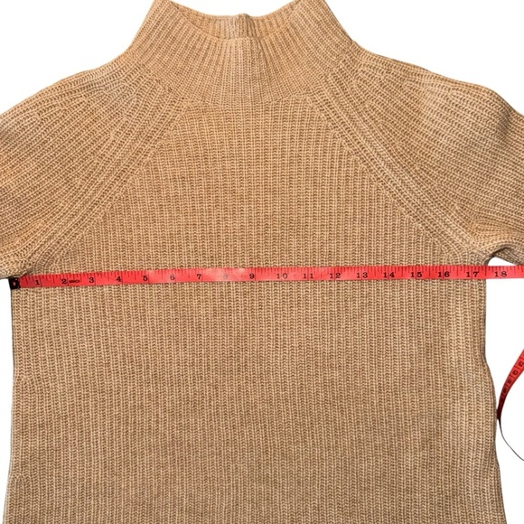 VINCE Wool & Cashmere Blend Shaker Rib Knit Mock Neck Sweater Camel Tan XS - Picture 8 of 10
